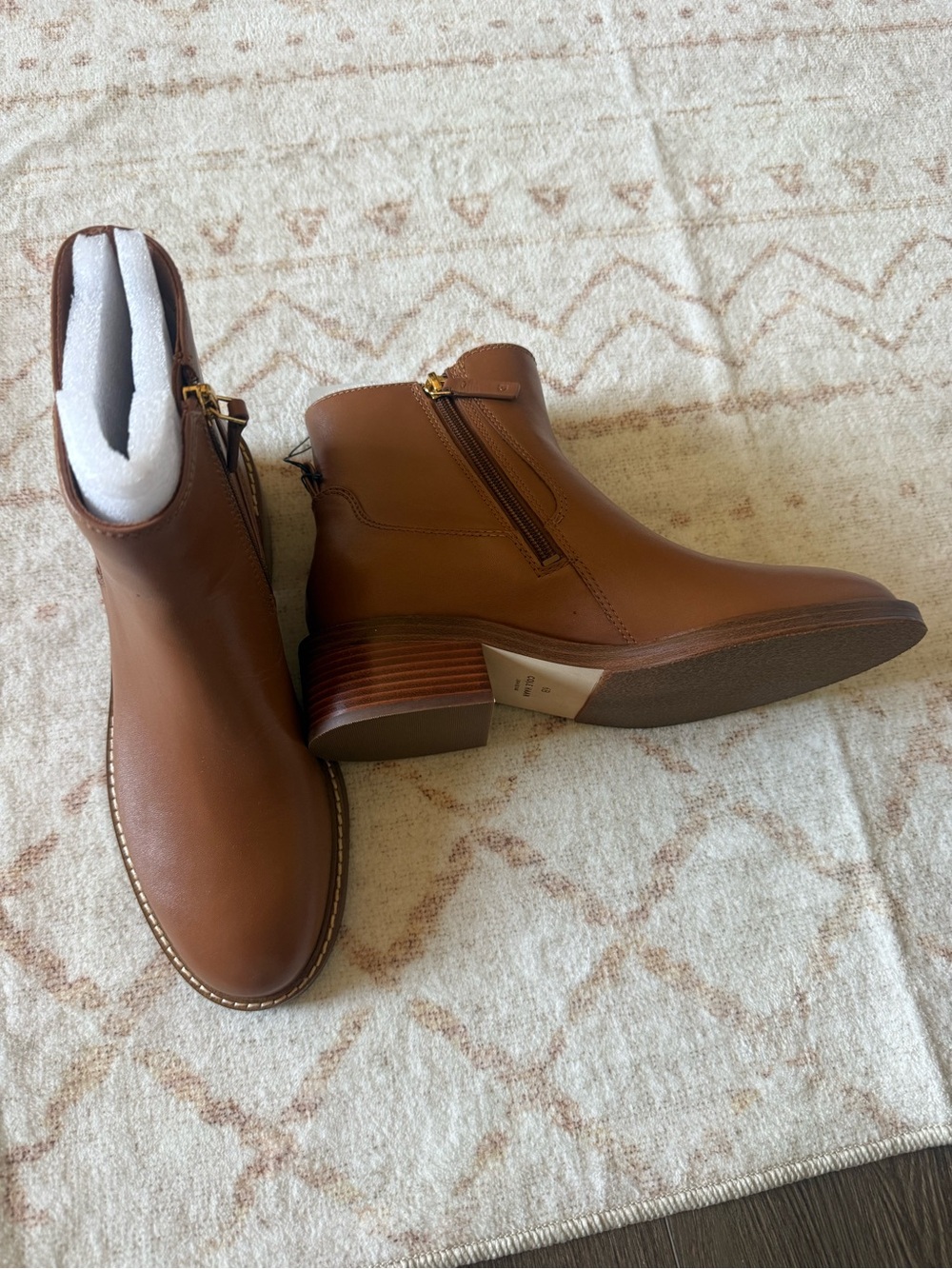 Cole Haan Brown Leather Ankle Booties with Side Zip